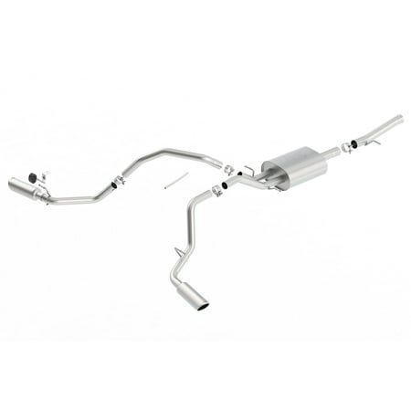 Dual Side Pipes Borla 140720 ATAK Cat-Back Exhaust System; 2.75in. Into Muffler Dual 2.25 in. Out; Incl. Conn. Pipe/Muffler/Over Axle Pipes/Tailpipes/4x14in. Sgl. Angle-Cut Tips; Single Split Side Exit; ()