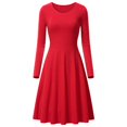 thumbnail image 4 of KHONTS Women's Crew Neck A-Line Mini Dress Long Sleeve Flowy Casual Dresses Elegant Going out Solid Color Slim Dress Red XXL, 4 of 4