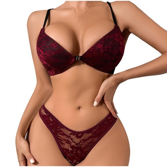 Levmjia Women Lace Lingerie Set Floral Underwire Adjustable Thin Straps Support Push Up Bra Panty Soft Stretchy Breathable Daily Honeymoon Romantic Bedroom Night Occasions