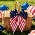 thumbnail image 5 of Ouuluon 4th of July Patriotic Bows Gift Wrapping Ribbon, Red White Blue Woven Striped Ribbon for Memorial Day Holiday Party Festive Home Decoration, 5 of 8