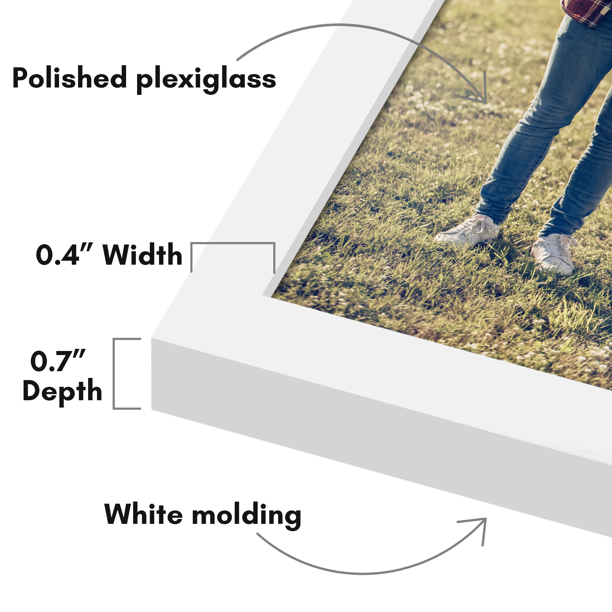 Americanflat 11x17 Picture Frame with Polished Plexiglass Streamline Collection Thin Border Wall - White