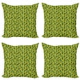 thumbnail image 1 of Flower Throw Pillow Cushion Case Pack of 4, Blooming Nature Design with Fresh Vibrant Foliage Hand Drawn Image, Modern Accent Double-Sided Print, 4 Sizes, Apple Green Orange, by Ambesonne, 1 of 2