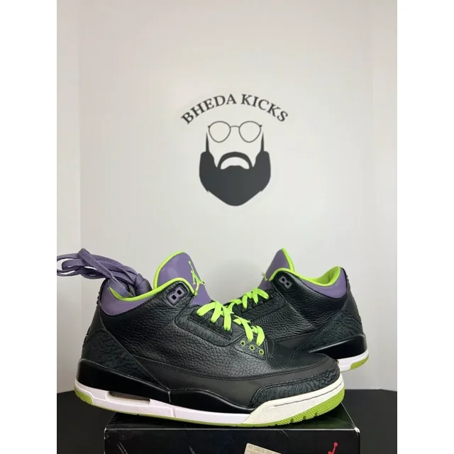 Ni - ke Air Jordan 3 Retro Joker 2013 136064-018 Black Preowned Authentic Men’s Size 12