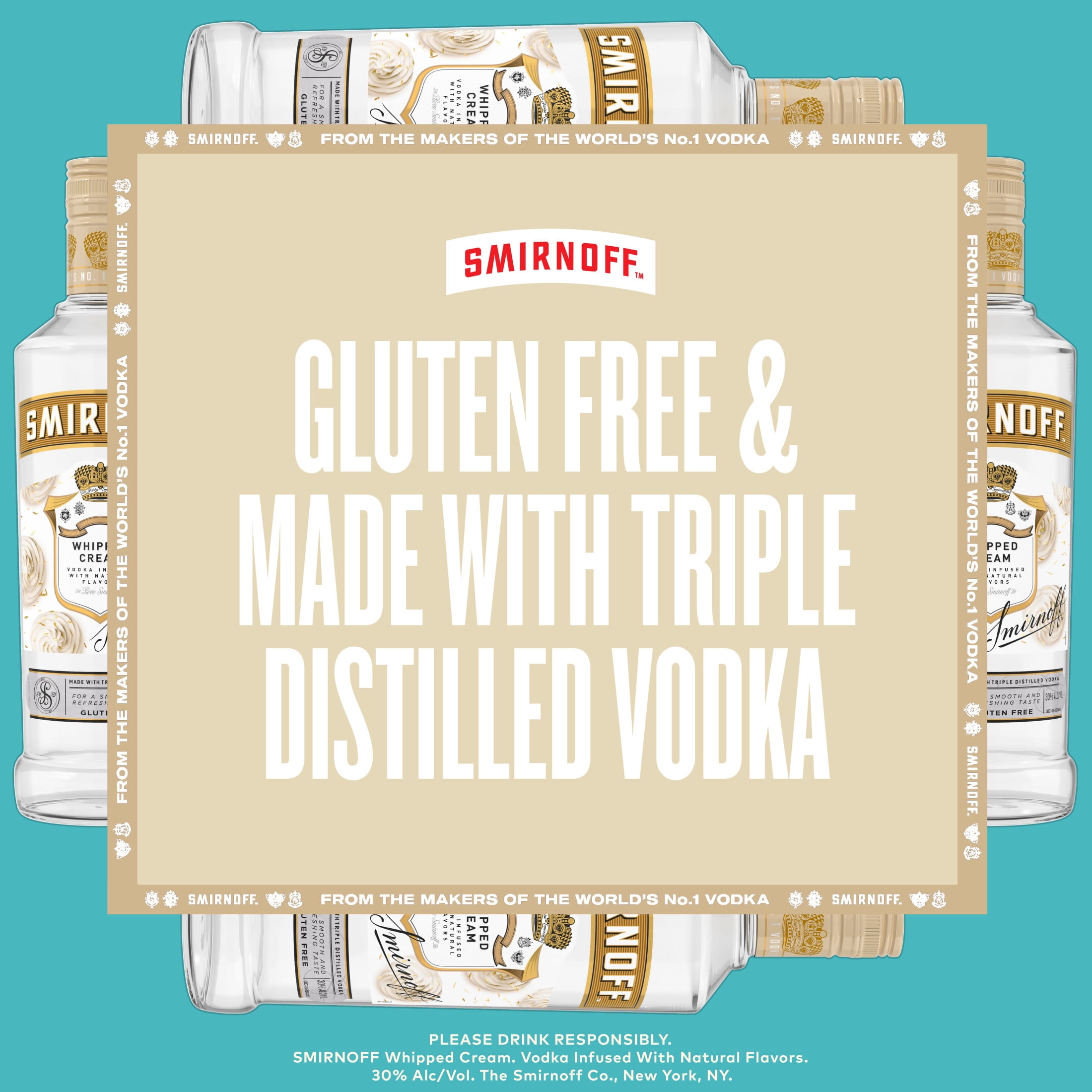Smirnoff Whipped Cream (Vodka Infused With Natural Flavors), 750 mL, 30% ABV