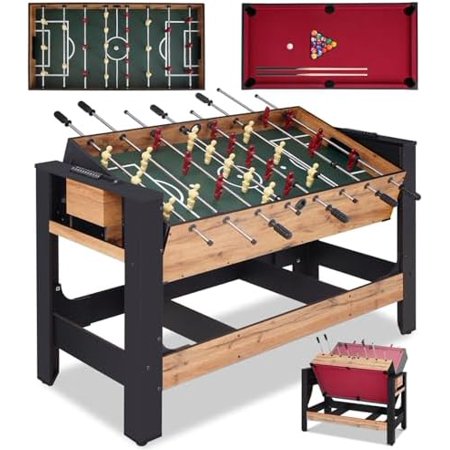 54" 2-in-1 Swivel Multi Game Table, Large Size Combo Game Table Set for Kids, Adults, Indoor and Outdoor Arcade Sports Table with Billiards/Pool, Foosball for Family, Game Room$$