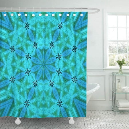 KSADK Beauty Blue Turquoise Design Beautiful Creative Circle Digital Pattern Abstract Motifs Best Shower Curtain Bathroom Curtain 66x72