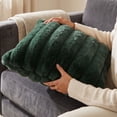 thumbnail image 6 of Dark Green Striped Plush Pillow Cover, 17.7 In Soft Faux Rabbit Fur Style Cushion Case for Sofa Couch Bed Bedroom Living Room Home Decor, 6 of 6