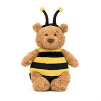25cm Adorable Bear Plush Toy Bear with Bee Clothes Outfit Soft Stuffed Animal Doll for Kids