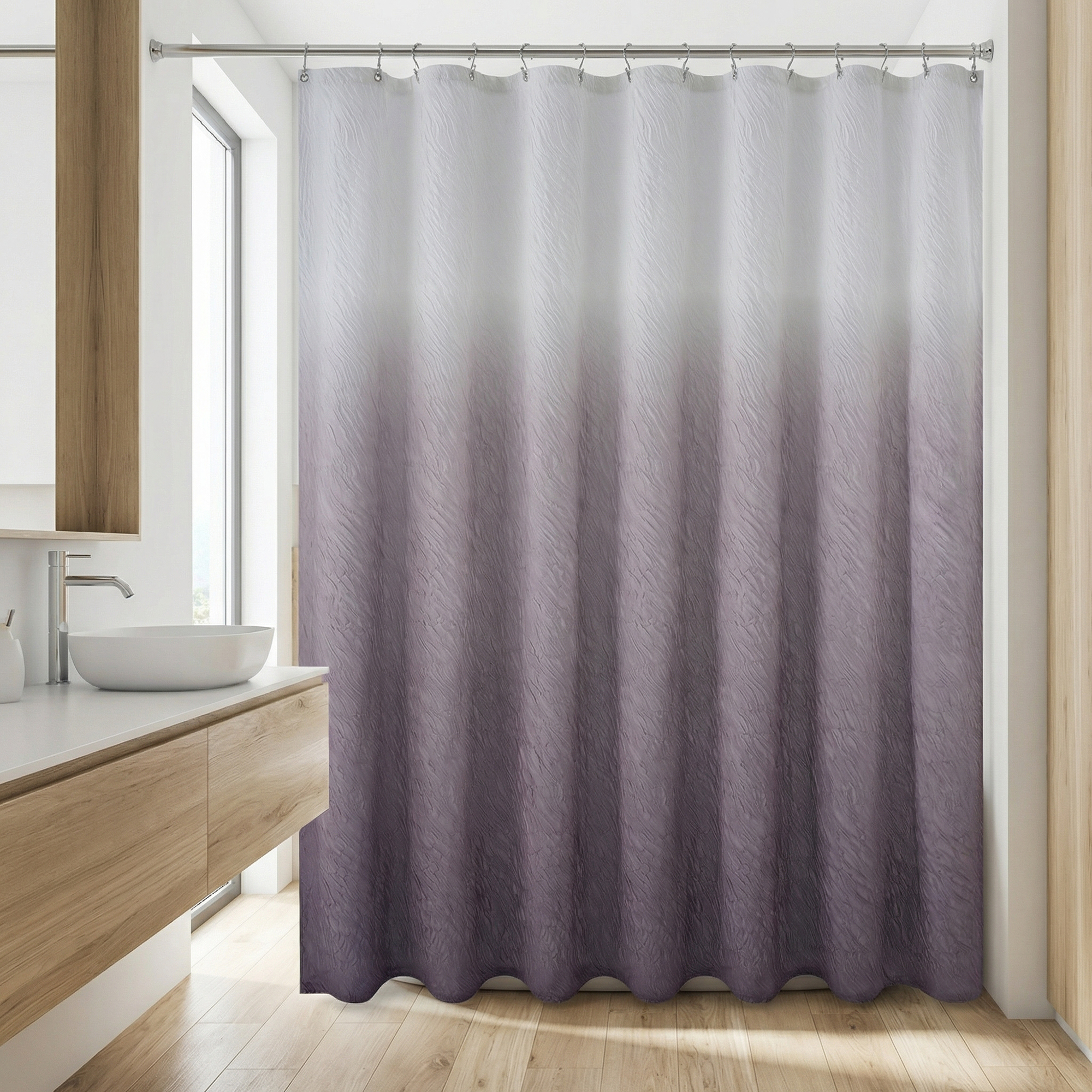 Unique Bargains Waterproof Fabric Modern Farmhouse Soft Sets with Hooks Grey 71"W x 71"L