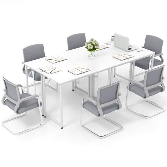 Topbuy Set of 4 Conference Tables Rectangular Meeting Room Table Seminar Table for School or College Boardroom Desk