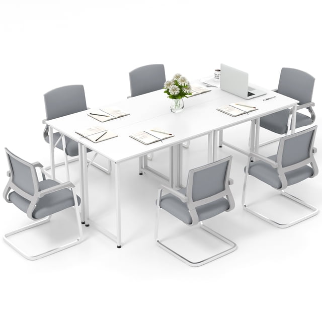Patiojoy Ensemble de 4 Tables de Conférence Table Rectangulaire pour Salle de Réunion Table de Séminaire pour École Ou Collège Bureau de Salle de Conférence