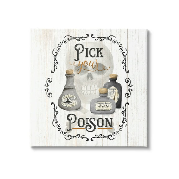 Stupell Industries Halloween Poison Jars Holiday Painting Gallery Wrapped Canvas Art Print Wall Art, 17 x 17