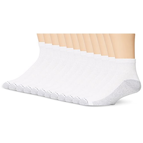 Hanes Men's Cushioned FreshIQ Odor Control 6-Pack Ankle Socks, White, Shoe Size: 6-12