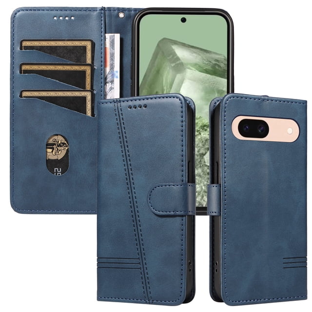 Phone Case for Google Pixel 8A 5G Magnetic PU Leather Card Slots Durable Wallet Cover