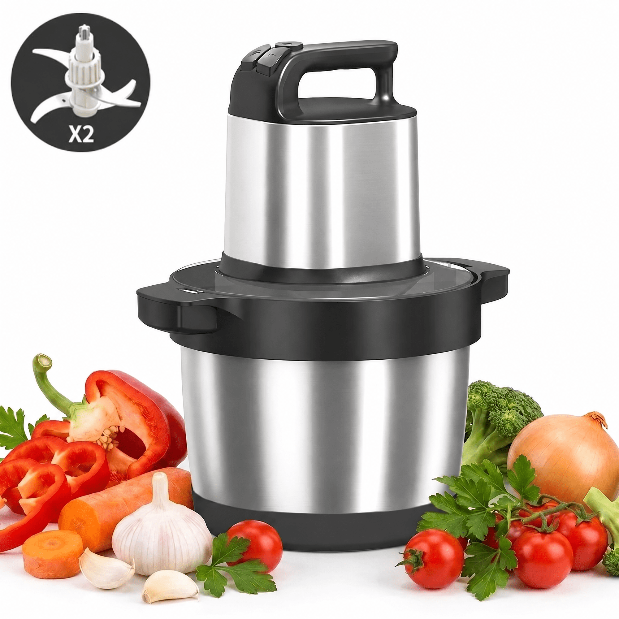 Topchances 6.5L Electric Food Chopper, Electric Meat Grinder, 1000W Stainless Steel Food Processor with Large Capacity Bowl