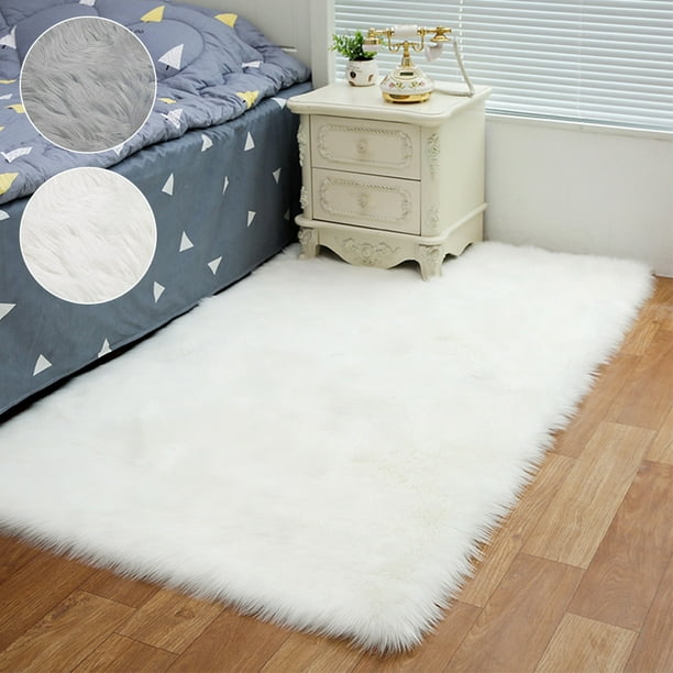 Muyoka Alfombras de lana para mesita de noche, alfombras de lana de imitación para dormitorio, ventana flotante, alfombrilla de pelo largo, alfombras para ventana de sala de estar, alfombras para guar Muyoka Hogar