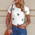 thumbnail image 6 of KLL Women 's Crew Neck Bodysuit Jumpsuits Hand Drawn Turtle Print Short onesies Stretch T Shirts, 6 of 7