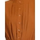 thumbnail image 5 of Vestido Camisero Plisado INSPIRE CHIC para Mujer, de Manga Larga, Cuello Alto, Flowy, Casual, Midi, Talla L, Caramelo, 5 of 6