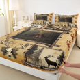 thumbnail image 3 of Homewish Rustic Reindeer Bear Full Size Sheets, Farmhouse Lodge Cabin Bed Sheets, Teens Adult Men Sheet Sets, Microfiber Bedroom Decor, 4pcs, 3 of 7