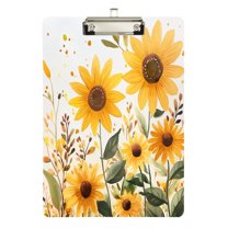FORMRS Acrylic Clipboard with Low Profile Clip Standard A4 Letter Size, 12.5" x 9", Beige Sunflowers