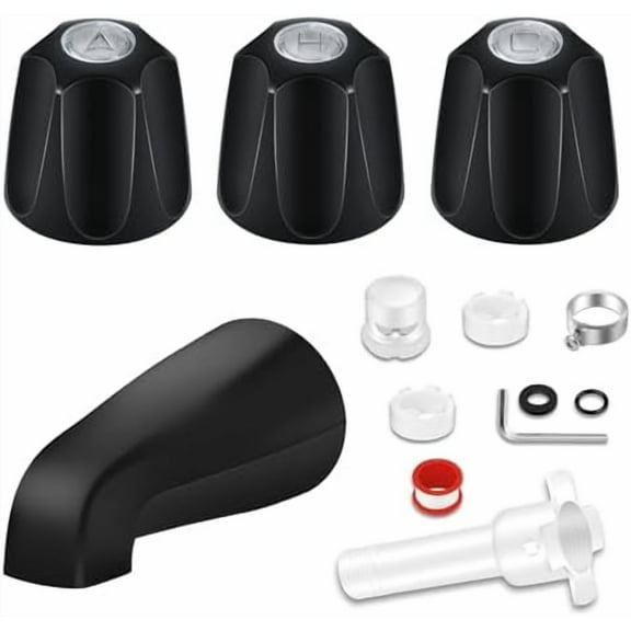 Tub Shower Trim Kit (Matte Black): Shower Knob & Tub Spout, Compatible with Price/Pfister Verve – Fits 1/2 in & 3/4 in IPS, Includes 4-in-1 Tub Spout Adapter