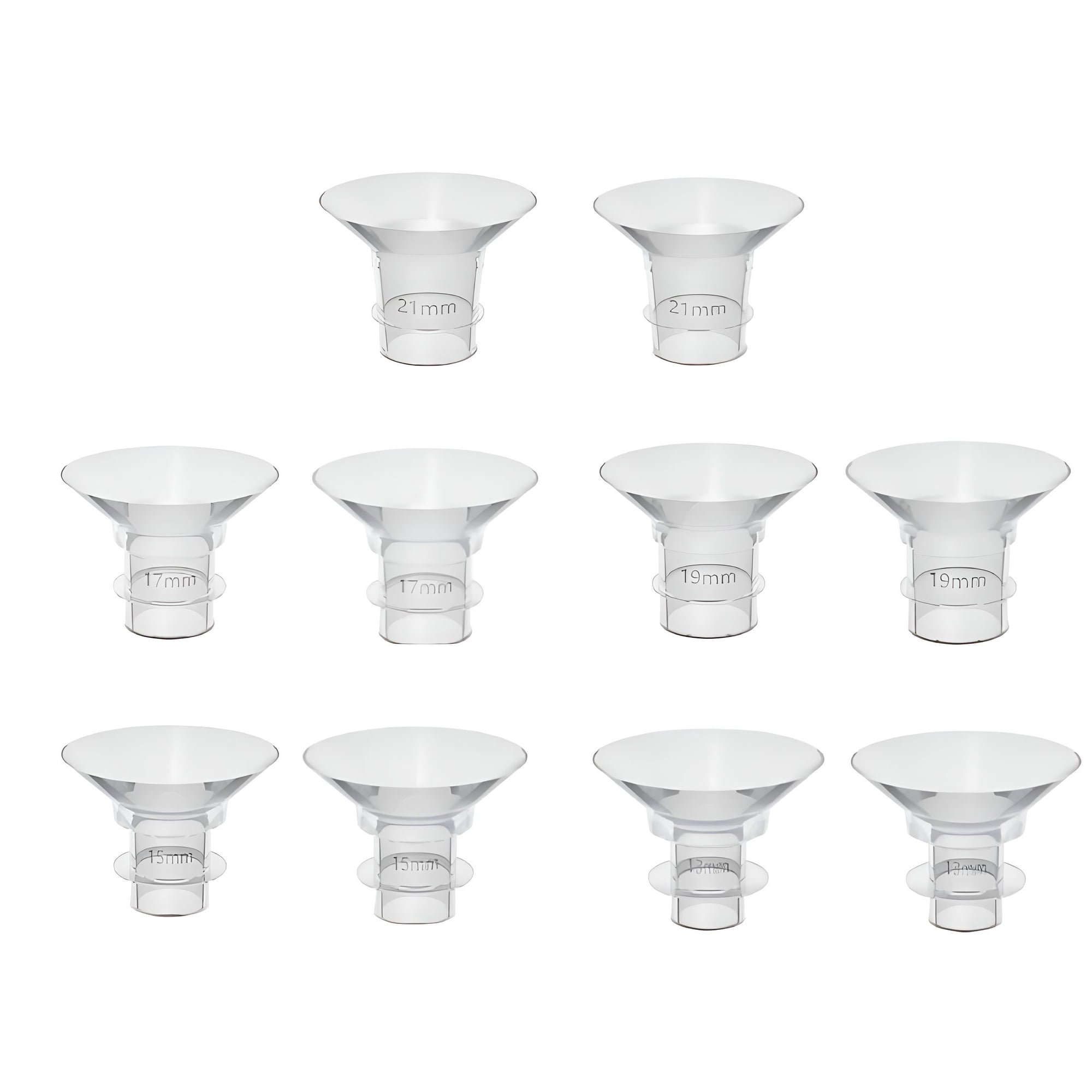 XIRQI 10 Pack Silicone Flange Inserts for Breast Pump Shields 15Mm 17Mm 19Mm 21Mm Size