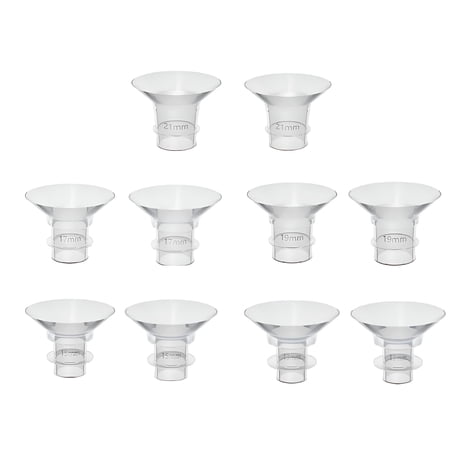 XIRQI 10 Pack Silicone Flange Inserts for Breast Pump Shields 15Mm 17Mm 19Mm 21Mm Size