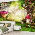 thumbnail image 2 of Peel and Stick Wallpaper Canvas 3d little fairies fairy forest house mushrooms climbing plants 3d Modern Art Wall Mural Decor Self Adhesive and Removable 69in x 98in, 2 of 8