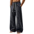 thumbnail image 4 of Vetsdori Mens Quick Dry Pants Open Bottom Athletic Pockets Pantalones Sport Elastic Waist Wide Leg Ice Silk Track Pants for Men Drawstring, 4 of 6