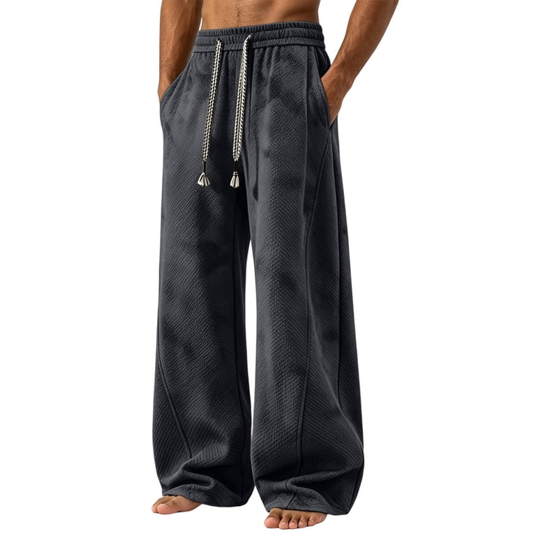 JUUYY Mens Sweatpants Wide Leg Loose Fit Elastic Waist Drawstring