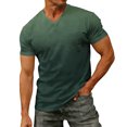 thumbnail image 3 of Men's Gradient V-Neck T-Shirt With Short Sleeve And Chest Pocket Featuring Tie Dye Casual Tee For Summer Spring Streetwear Outfits Gym Workout Red XXL, 3 of 9