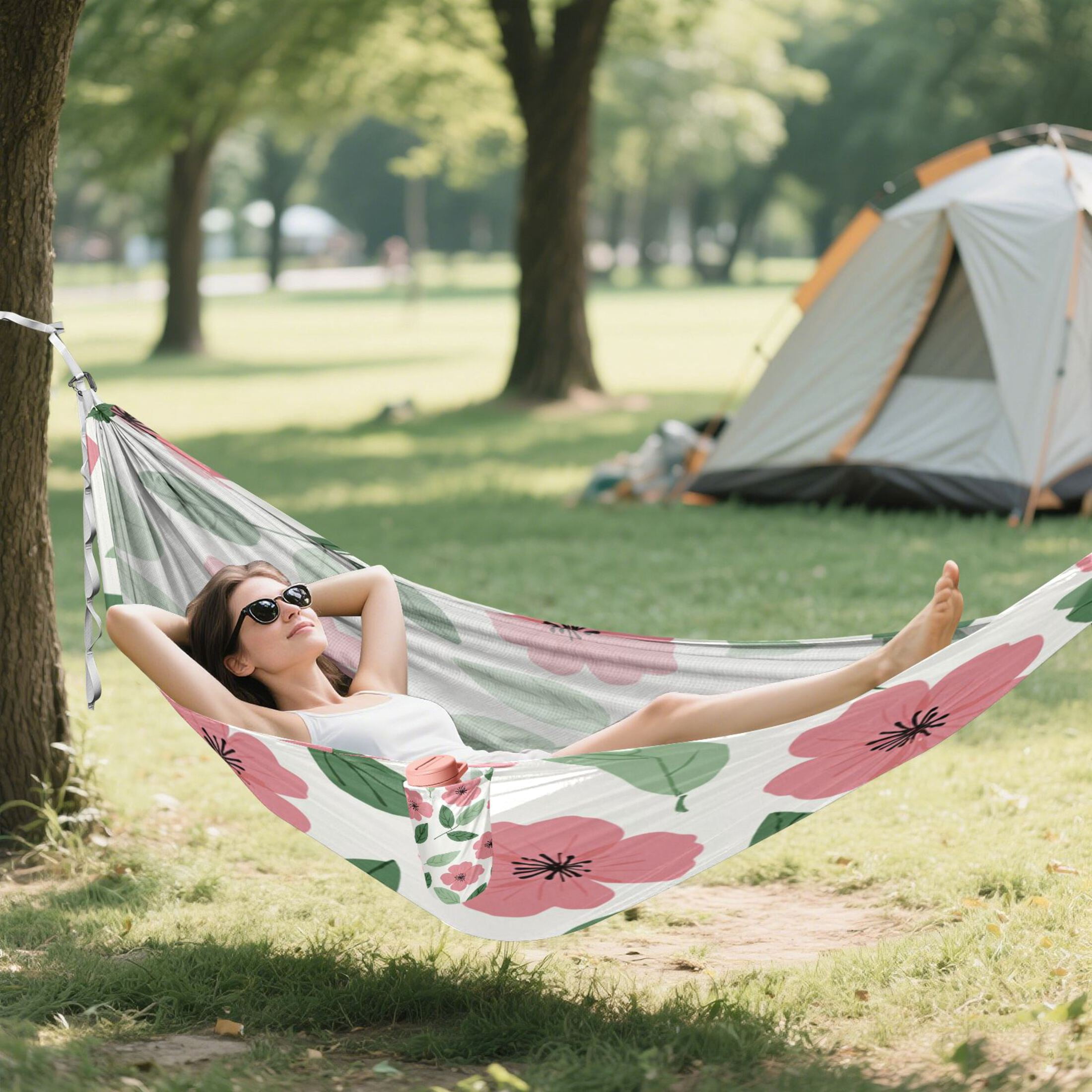 Hammock Camping Hammock Nylon Portable Hammock Travel Camping Hammock Lovely Cute Pink Flowers