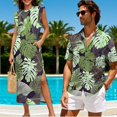 thumbnail image 2 of KUIFORTI Hawaii Matching Couple Outfits Tropical Monstera Leaf Women's Casual Dresses & Men's Hawaiian Shirt for Summer Vacation Trip Lightweight with Soft Fabric Quick-dry, 2 of 7