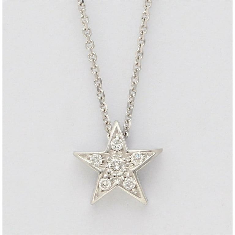 14k White Gold Round Diamond Setting Multi Stone Set Pentagram