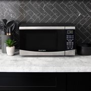 West Bend Compact Countertop Microwave Oven with Electronic Controls and Presets, 0.9 cu. ft., in Stainless Steel (WBMW92S)