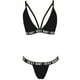 thumbnail image 2 of Gibobby Ropa sexy de mujer para sexo Lenceria Sexy Mujer Bikini Push Up Bustier Top + Braga Alta G String Clubwear Conjunto de Lencería(Negro, CH), 2 of 4