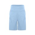 thumbnail image 6 of Womens Yoga Shorts High Waist Pocket Stretchy Solid Print Lightweight Gym Shorts for Workout Wear Light Blue XXL, 6 of 7