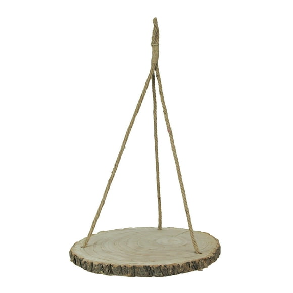 15.5 Inch Diameter Paulownia Wood Slab Hanging Tray Decorative Natural Bark Home Decor