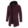thumbnail image 2 of Men's Long Cardigan Hoodies Full-Zip Fleece Lined Sweaters Knit Regular Fit Casual Trench Coat Wiht Pocket, 2 of 4