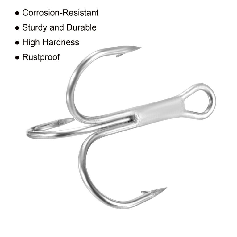 2# 1.02 Treble Fish Hooks Carbon Steel Sharp Bend Hook with Barbs, White  50 Pack
