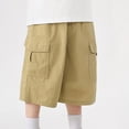 thumbnail image 2 of ZLBDYG Boys Casual Cargo Shorts Summer Outdoor Hiking Travel Short Trousers Kids Loose Fit School Unifor𝐦 Shorts with Flap Pockets, 2 of 9