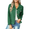 thumbnail image 2 of VISgogo Chaqueta de manga larga para mujer, abrigo ajustado con cuello vuelto y botones de color liso, prendas de vestir exteriores informales y sencillas de estilo callejero VISgogo moda, 2 of 9