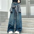 thumbnail image 2 of Vividxx Baggy Jeans For Girls Baggy Jeans Girls Wide Leg Elastic Waist And Multiple Pockets Cargo Pants Trousers Jeans Denim Pants For Children 5-6 Years, 2 of 9