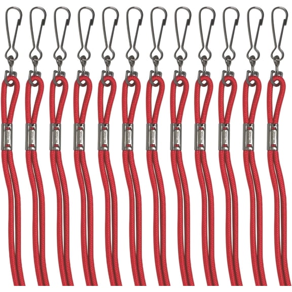 Champion Sports Nylon Lanyards with J-Hook Clip, Red, Retail Card