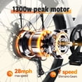 thumbnail image 3 of ESKUTE C200 Electric Bike for Adults, 1300W Peak Power Ebike, 28MPH Step-Thru E-Bicycle with 840Wh Removable Battery, Up to 70 Miles, 26" Tires, 7 Speed Adjustable Stem,white, UL2849, 3 of 9