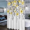 thumbnail image 6 of Spring Summer Flowers Shower Curtain, Vintage Watercolor Yellow Floral Grey Leaf Plant Waterproof Shower Curtain Set with 12 Hooks Lightweight Bath Curtains Fabric Bathroom Decor 72x78 Inches, 6 of 9