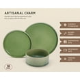 thumbnail image 4 of Vase and Vessel Ceramic Dinnerware Set, 12 Piece, Moss Green, Service for 4, Hearthstone Collection, 4 of 7