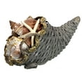thumbnail image 2 of Cornucopia Basket - Seashell Harvest, Nautical Thanksgiving/Christmas Decor, Table Top Centerpiece, Wicker Cone & Natural Shells Decoration, 2 of 4