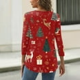 thumbnail image 4 of HaHaHappy Christmas Shirts for Women Plus Size Dressy 3/4 Sleeve T-Shirts Xmas Print Funny Tunic Tops V Neck Vintage Three Quarter Length Blouses Party Pullover Red M, 4 of 5
