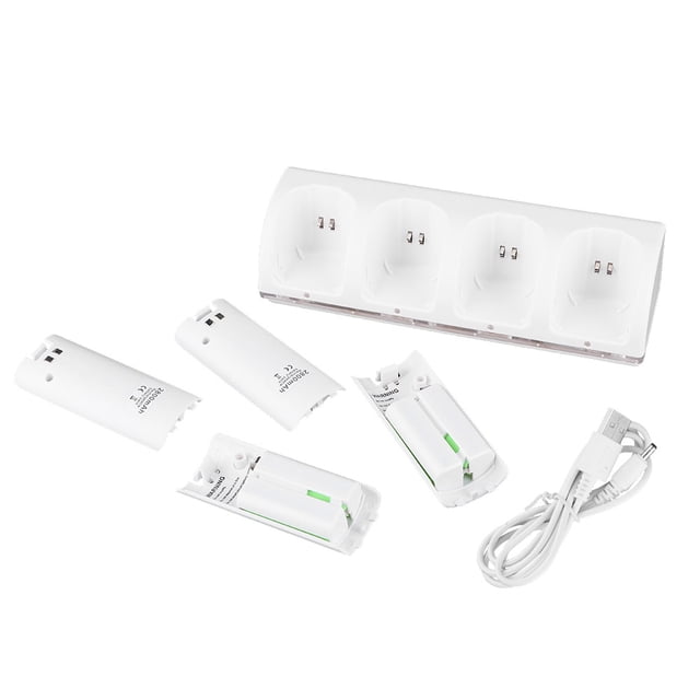 Charging Station,White 4 In 1 Controller Chargerfor Wii Charger Stationfor Wii Elevated Design